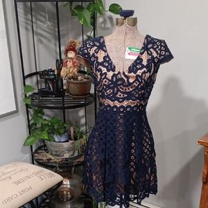 Charlotte Russe Navy Lace Mini Dress